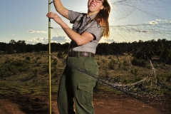 Laura setting up the mist net