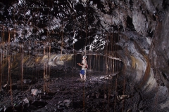 Aaron collecting data in the cave