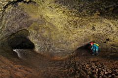 Joke traveling from one part of the cave to another, passing und