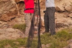 Debbie and Bob setting up the mist net